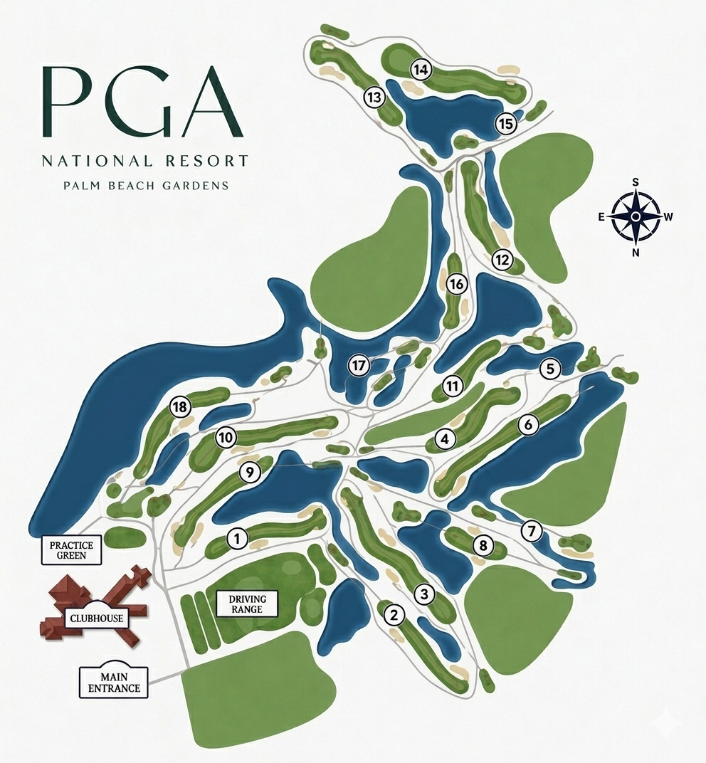 PGA National Resort course map — 18 holes