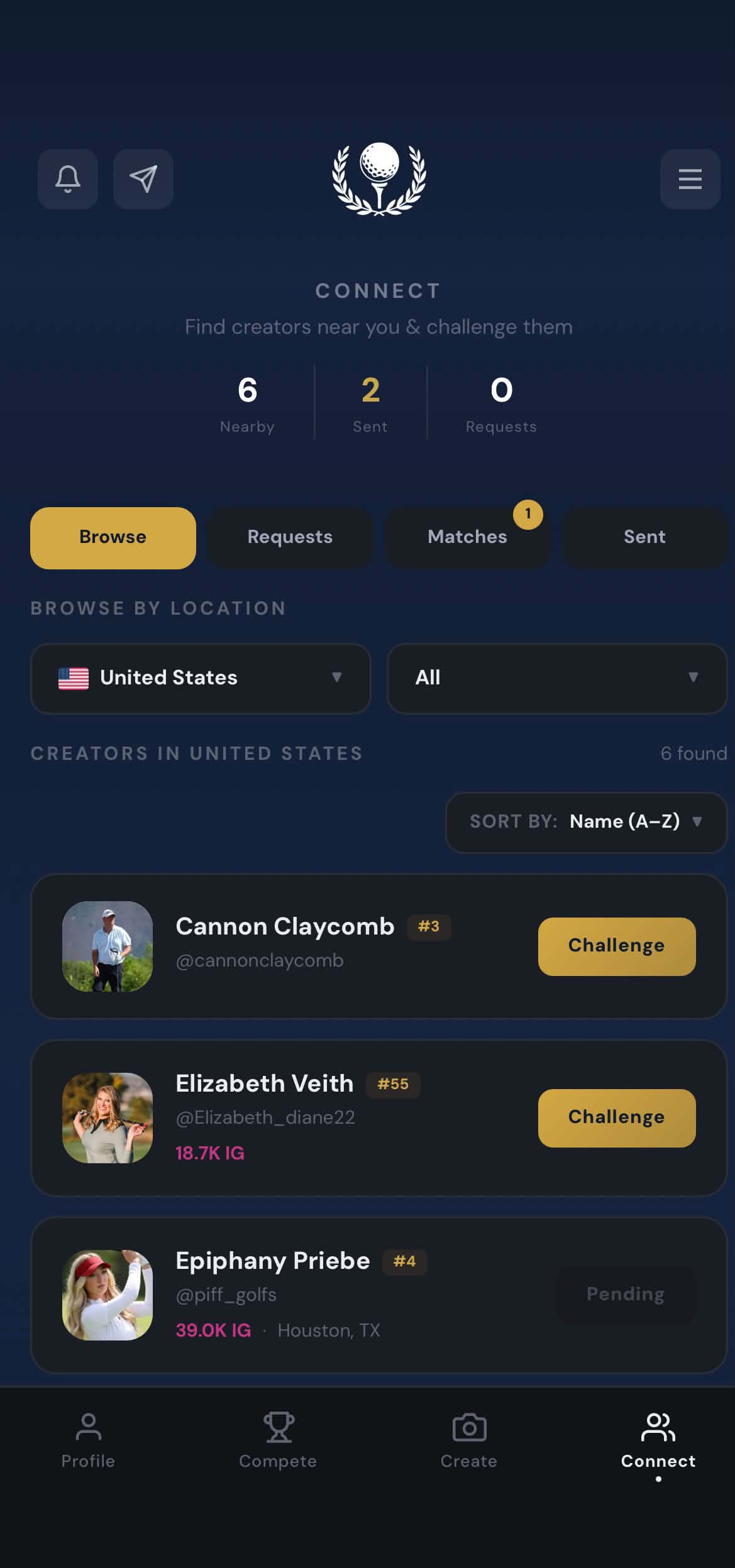 GCT creator connect screen